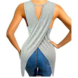 Asymmetrical sleeveless crew neck top